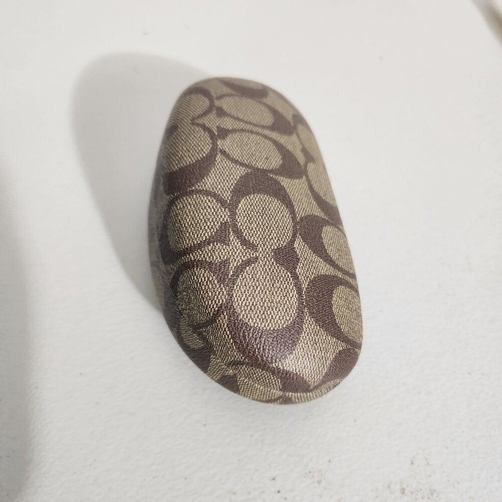 Coach Signature Pattern Hard Eyeglass Sunglasses Case Beige & Brown - Picture 2 of 11